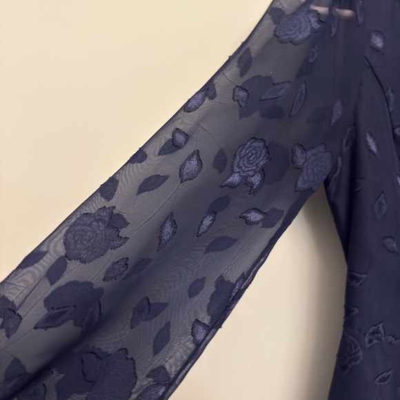 Classic Navy Floral Wrap Dress - Picture 3 of 4